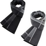 2 Packs Cashmere Feel Men Scarf for Winter, Lattice Grid Plaid Stripe Argyle Windowpane Designs Selection Husband Father Gift